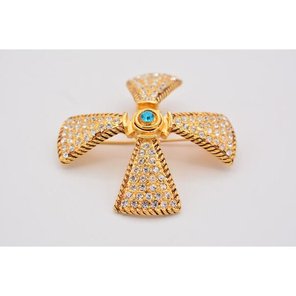 Joan Rivers Vintage Maltese Cross Pin Brooch Crystal Pendant  Joan Rivers Vintage Maltese Cross Pin Brooch Crystal Pendant Chunky Signed BinAP
